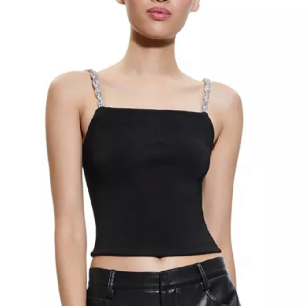 Camila Coelho black crop top with braided  crystal straps size M. NWT.